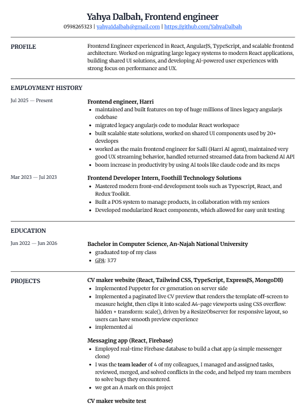 Clean CV template