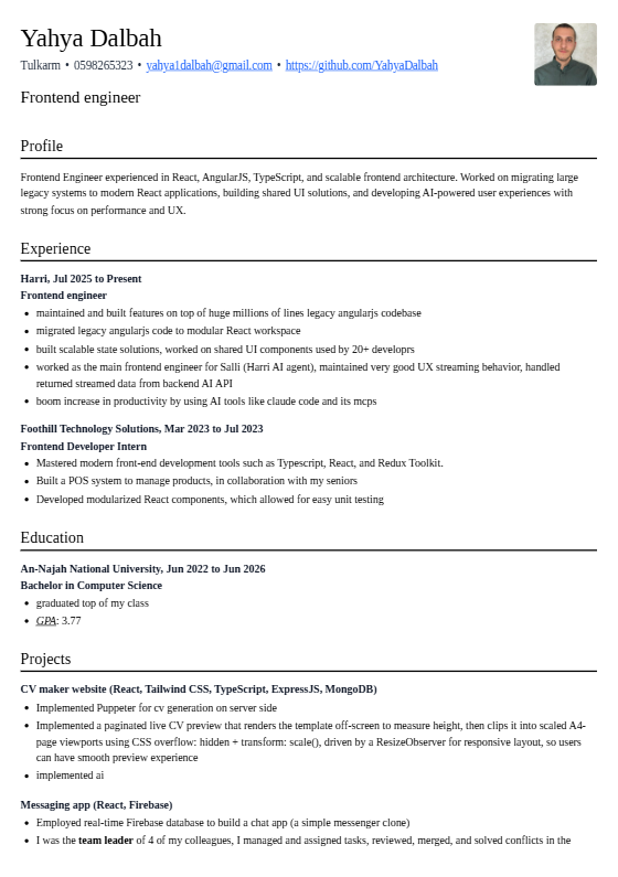 Specialist CV template